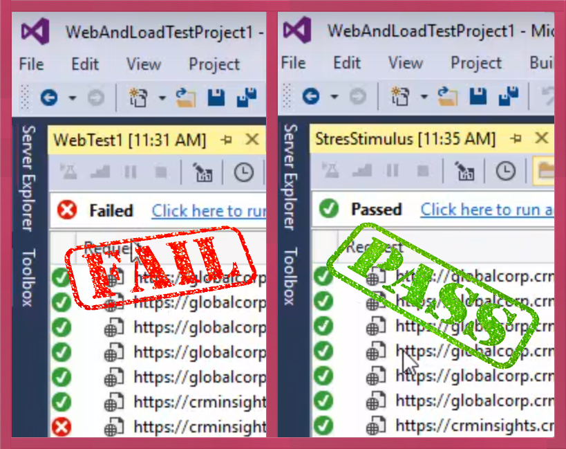 How to pass a Visual Studio load test?